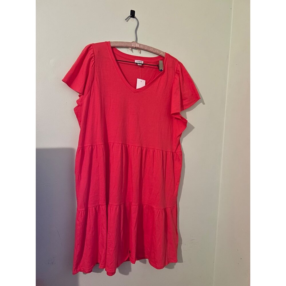 J.Crew XL Black Tiered Knit Mini Dress 100% Cotton Short Sleeve Crew Neck